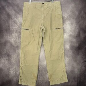 VTG GAP Pants Mens Large Khaki Beige Cargo Zip Pockets Outdoor Utility Cotton